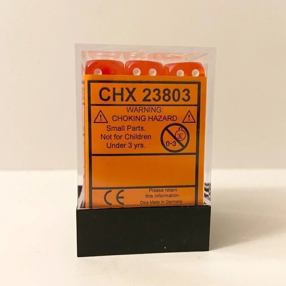 Chessex 36 Dice Set Translucent  Orange White 12mm CHX 23803 - Picture 3 of 9